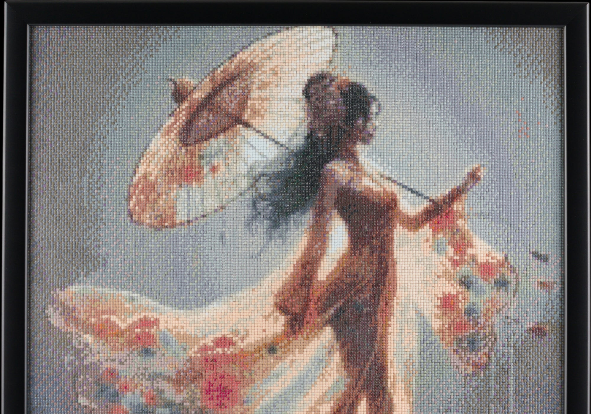 Muse handcrafted crystal micro-mosaic wall art by Lunarti — close-up detail showing wabi-sabi texture and individual crystals